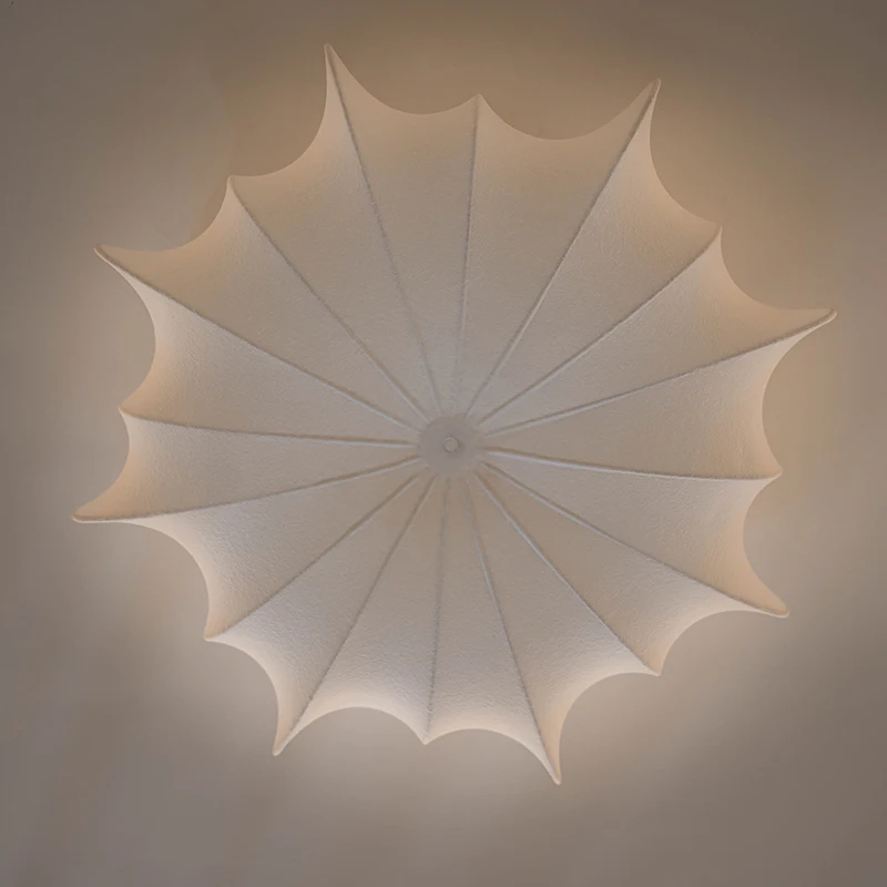 Japanese Wabi Sabi Silk Ceiling Light Round Loft Living Room Bar Home Decor Lighting Bedroom Nordic Ceiling Lamp Lustre Fixtures