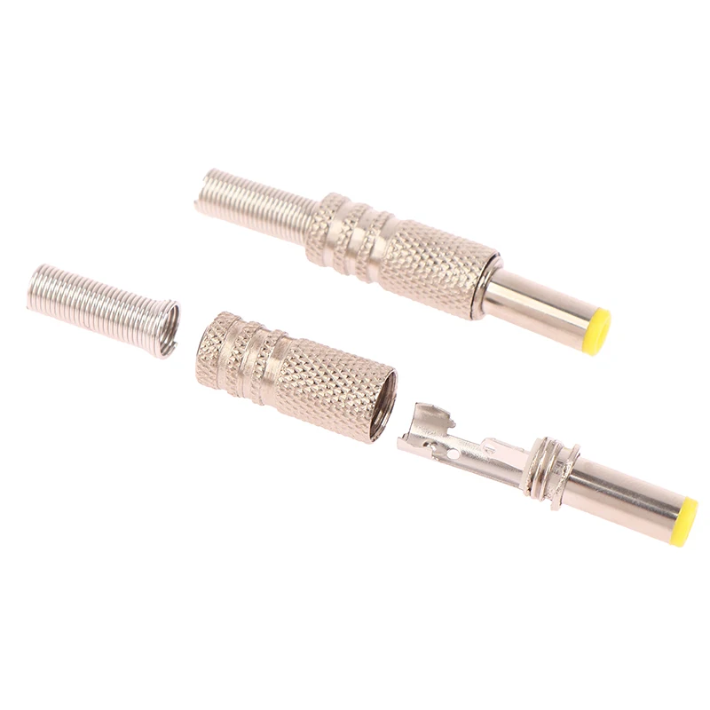 2 Stuks 5.5x2.5mm DC Power Jack Stekker Metalen Connector Adapter Met Gele Kop Adapter Connector plug