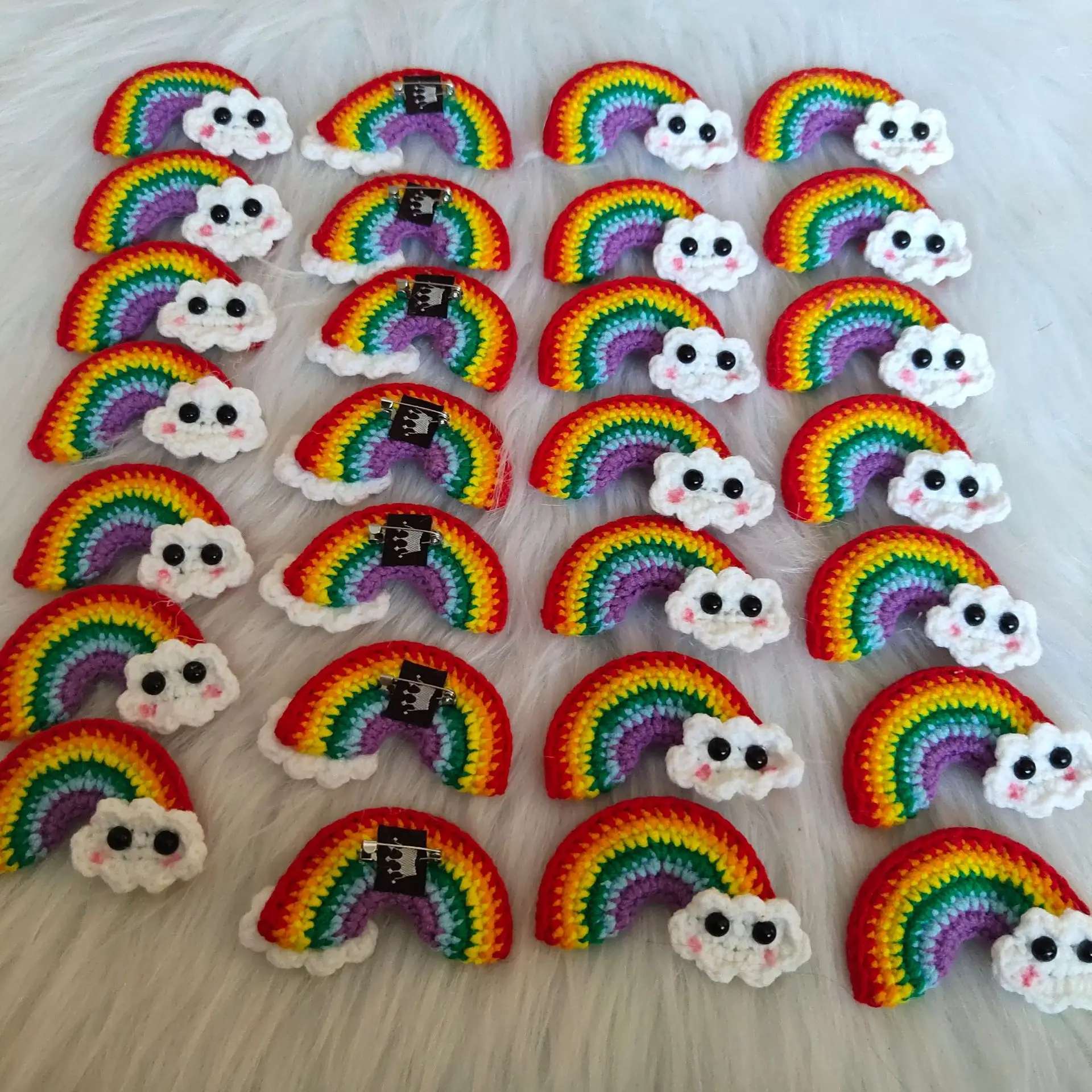 50 Pieces Rainbow Brooches Colorful Handmade Breastpin New Fashion Jewelry Hairpin Rainbow Clouds Hairclip Hair Accessories