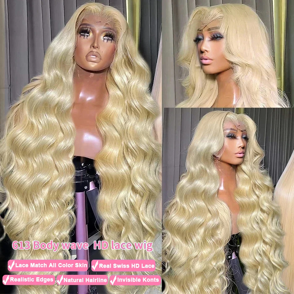 200% 13x6 613 Body Wave Honey Blonde Lace Frontal Wig Brazilian Hd Transparent Colored Wigs 13x4 Full Lace Front Wigs For Women