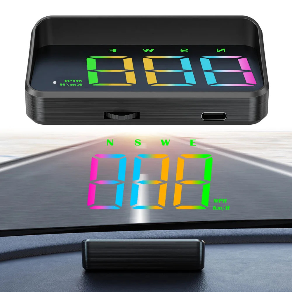 M2S Windshield Projector Meter Speed MPH KMH 5V USB Color Display LCD HUD GPS Beidou Dual Data Car Head-Up Display