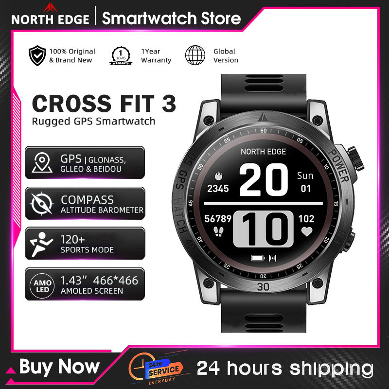  NORTH EDGE New GPS Watches Men Sport Smart Watch HD AMOLED Display 50M ATM Altimeter Barometer Compass Smartwatch for Men 