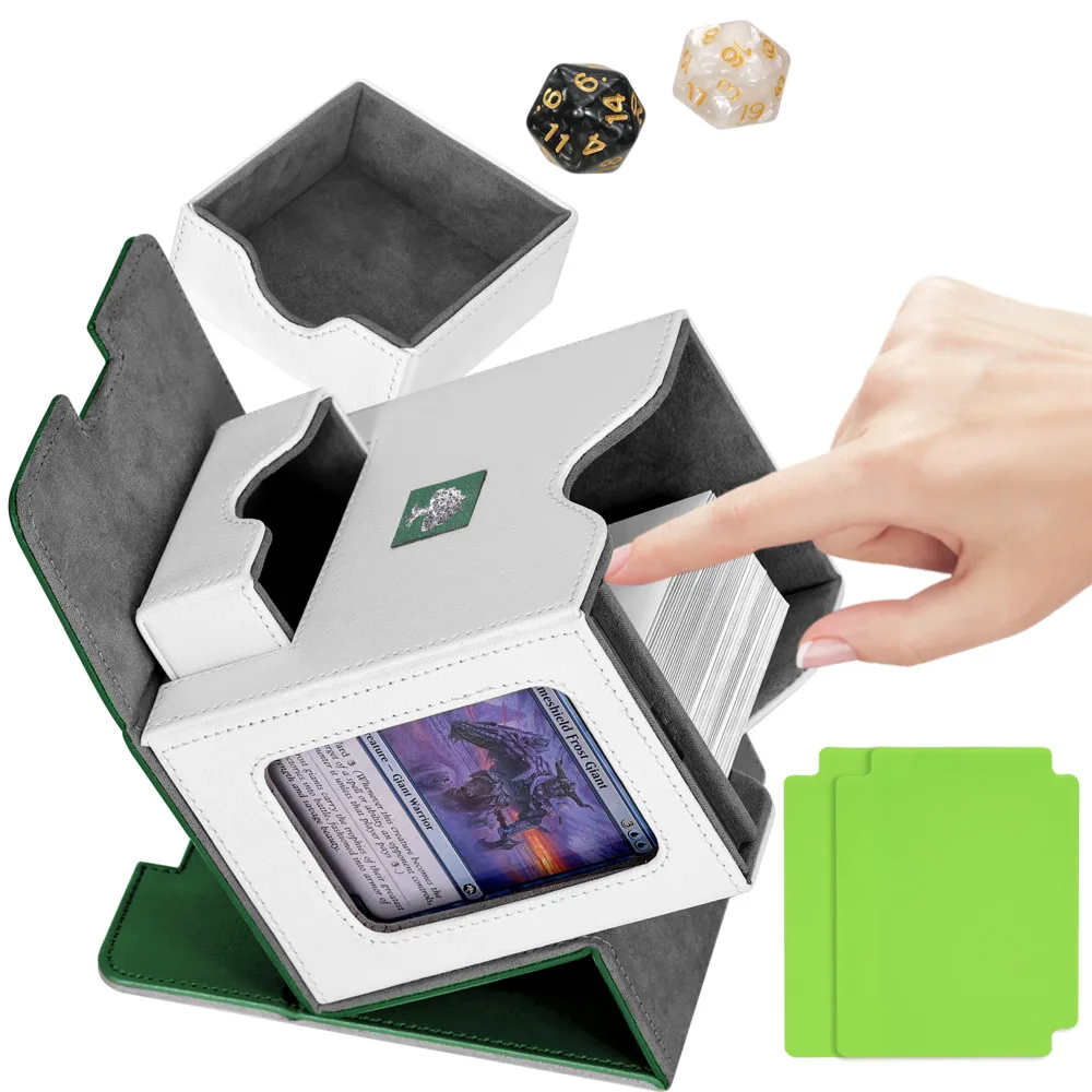 Card Deck Box MTG Cards Commander Deck Box Fit 100+ Sleeved Cards PU Leather Card Storage Box Strong Magnet Deck Game Case