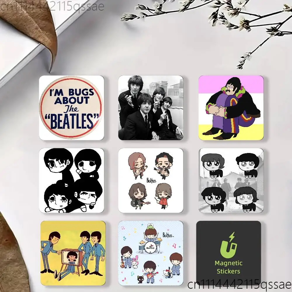 Rock Band The B-Beatles Black Square Plastic Fridge Magnet for Magnetic Sticker No Trace Left Durable Smooth Textured