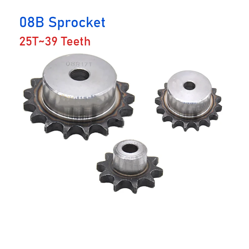 1pcs 08B Chain Drive Sprocket 25T~39 Teeth Pitch 12.7mm Thickness: 7mm A3 Steel Industrial Cam Drive Sprocket