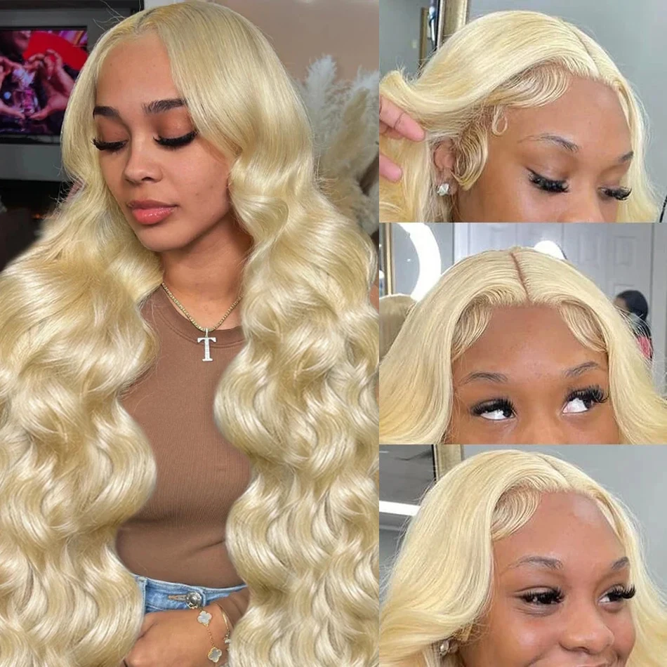 30 32 Inch 613 Honey Blonde Color Wig 200% HD Transparent Body Wave 13x6 Frontal Human Hair Wig For Women 13x4 Lace Front Wig