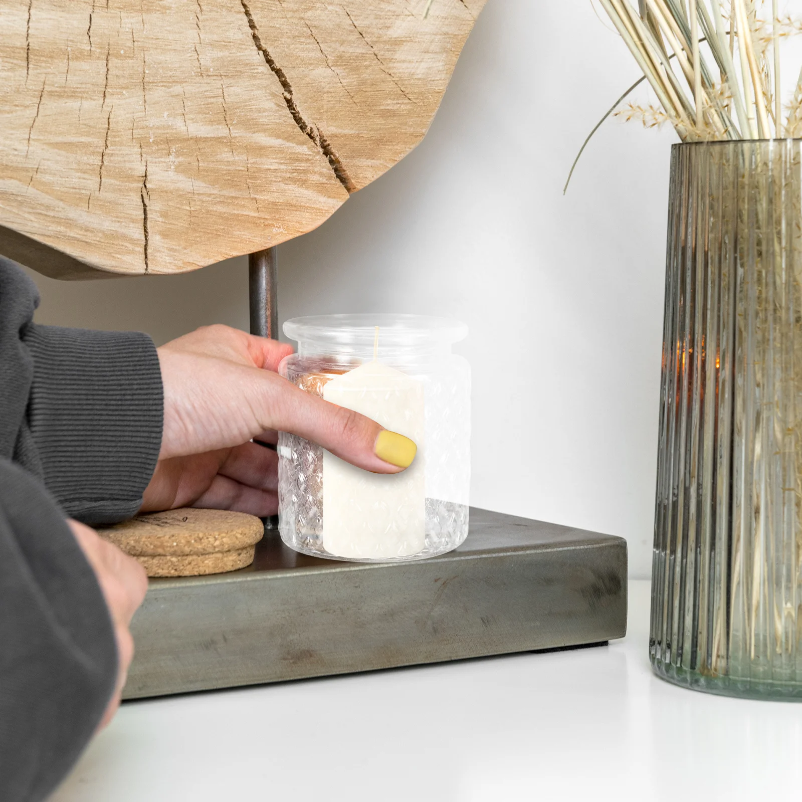 3Pcs Clear Glass Jars Smooth Non-Burr Containers for Scented Storage Craft Projects Romantic Dinner Party