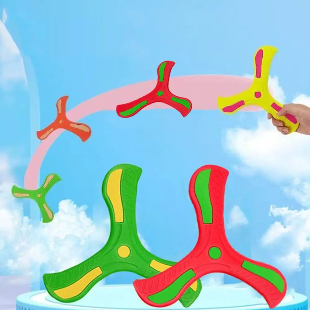 Crianças de plástico boomerang macio interativo três folhas cruz disco voador crianças brinquedo esportes spinner três lâminas adultos-crianças