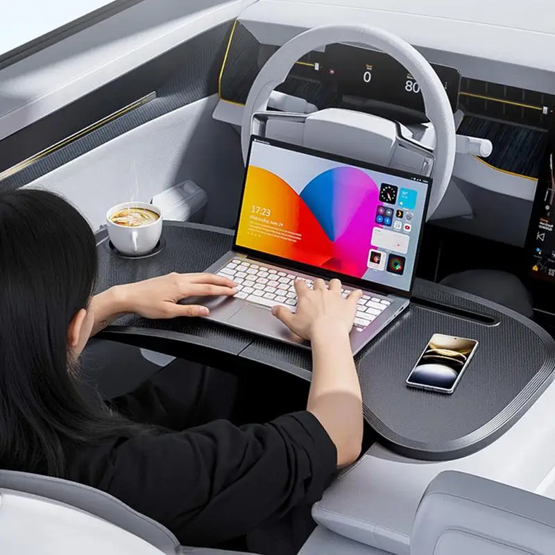 Car Steering Wheel Eating Tray Foldable Car Table For Eating Automobile Drink Holder Organizer Accessories For Work Mobile