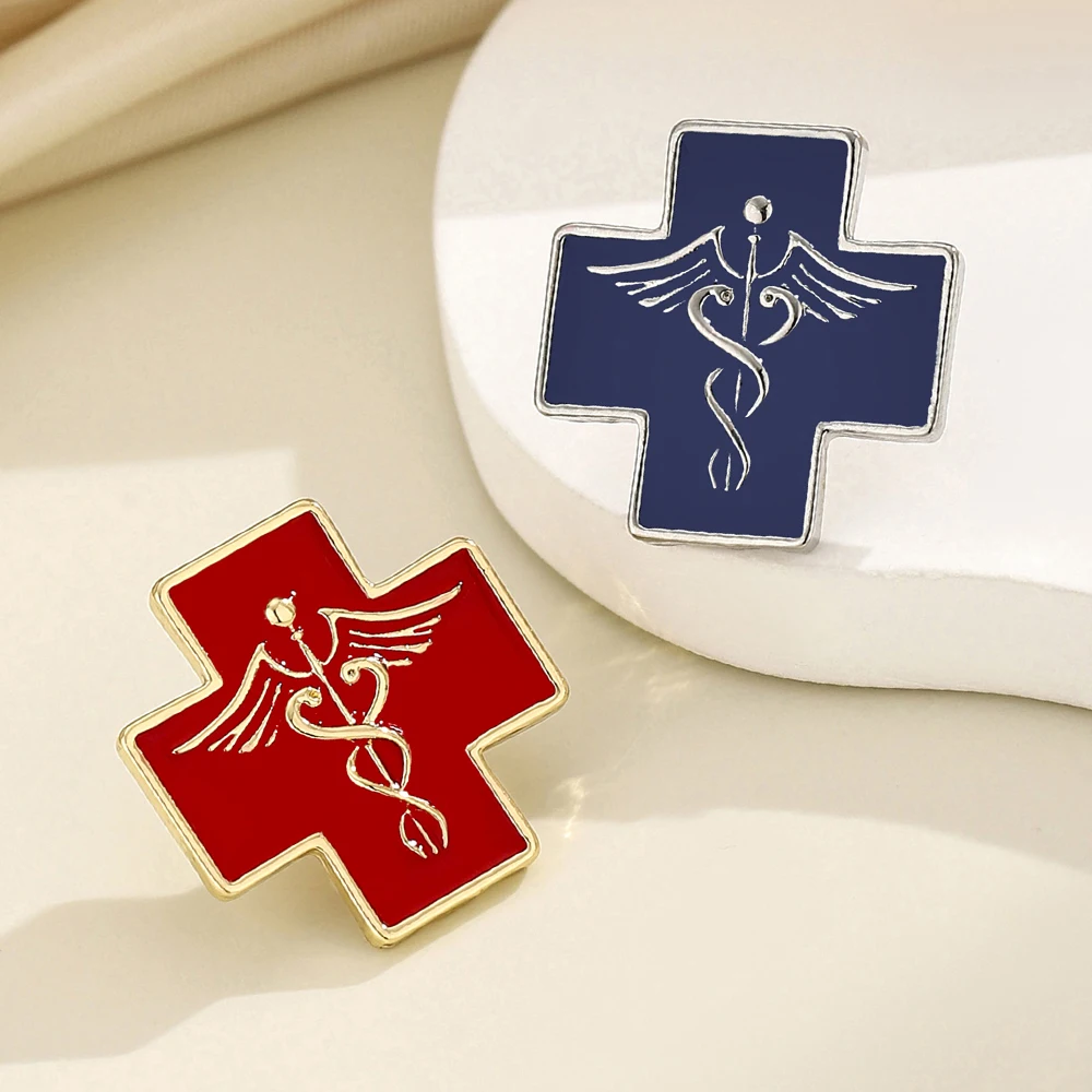 DCARZZ الصولجان والصليب المينا دبوس الطبية التمريض بروش ل معاطف للأطباء والممرضات على ظهره شارة التلبيب اكسسوارات هدية