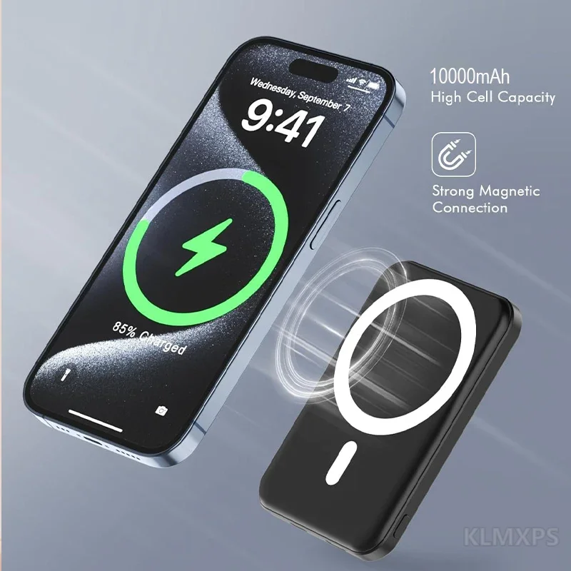 20W Fast Charging Power Bank, 1000mAh Magnetic Battery Pack with USB-C Cable, Ultra Slim Portable Charger for Travel Use
