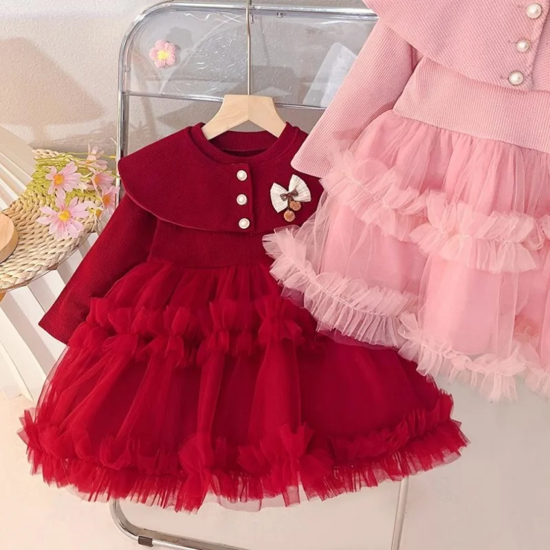 Baby Girl Clothes Spring And Autumn Bow Mesh Long Sleeve Girl Dress Cute Girl Princess Dress 4