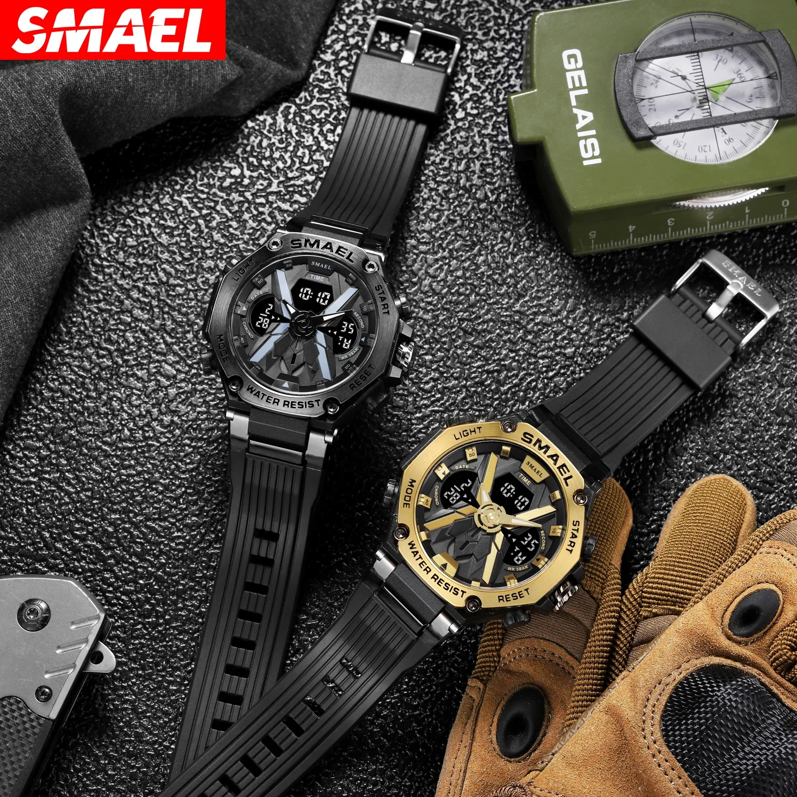 SMAEL 8087 sports waterproof electronic watch alloy men\'s multifunctional
