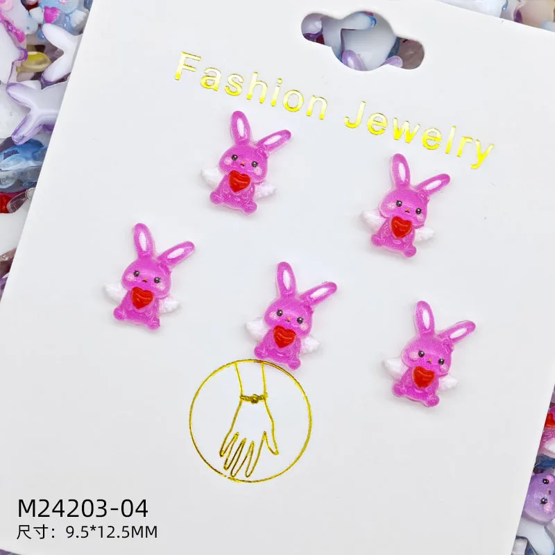 New cute Angel Love cartoon rabbit nail art accessory - Long-eared rabbit wearing nail decoration for nail art accessory view 6