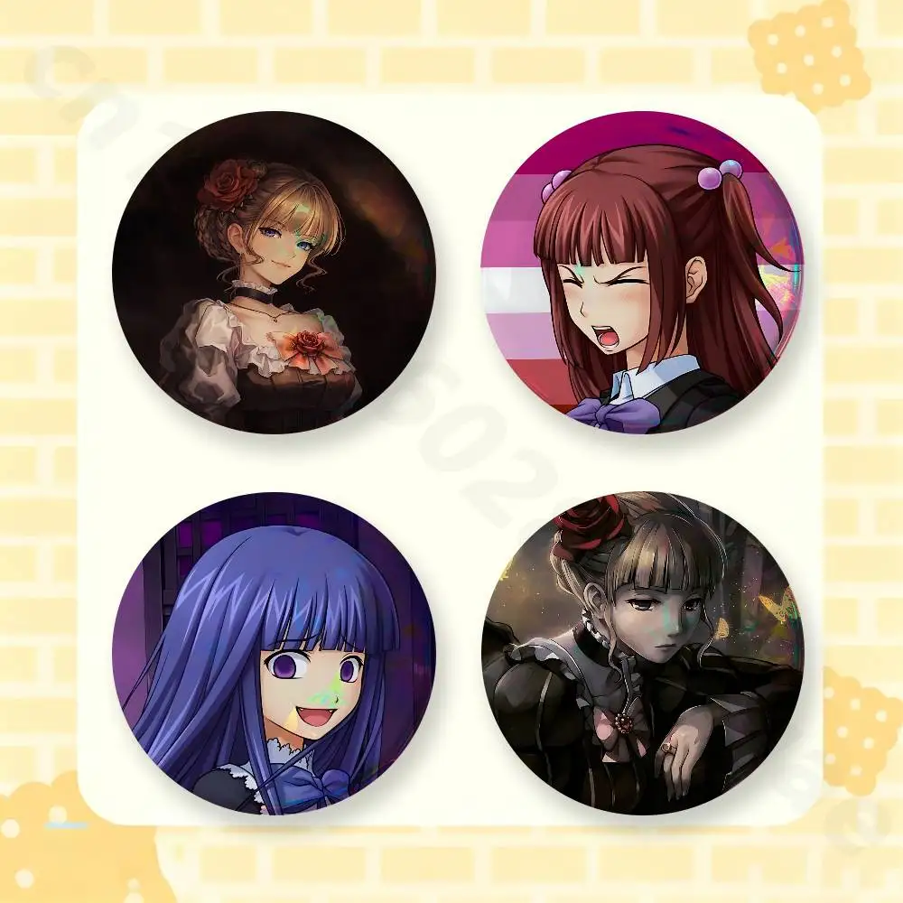 umineko no naku koro ni 2 Pieces Badge Brooches on Backpack Clothes Handmade Round Enamel Pins for Jewelry