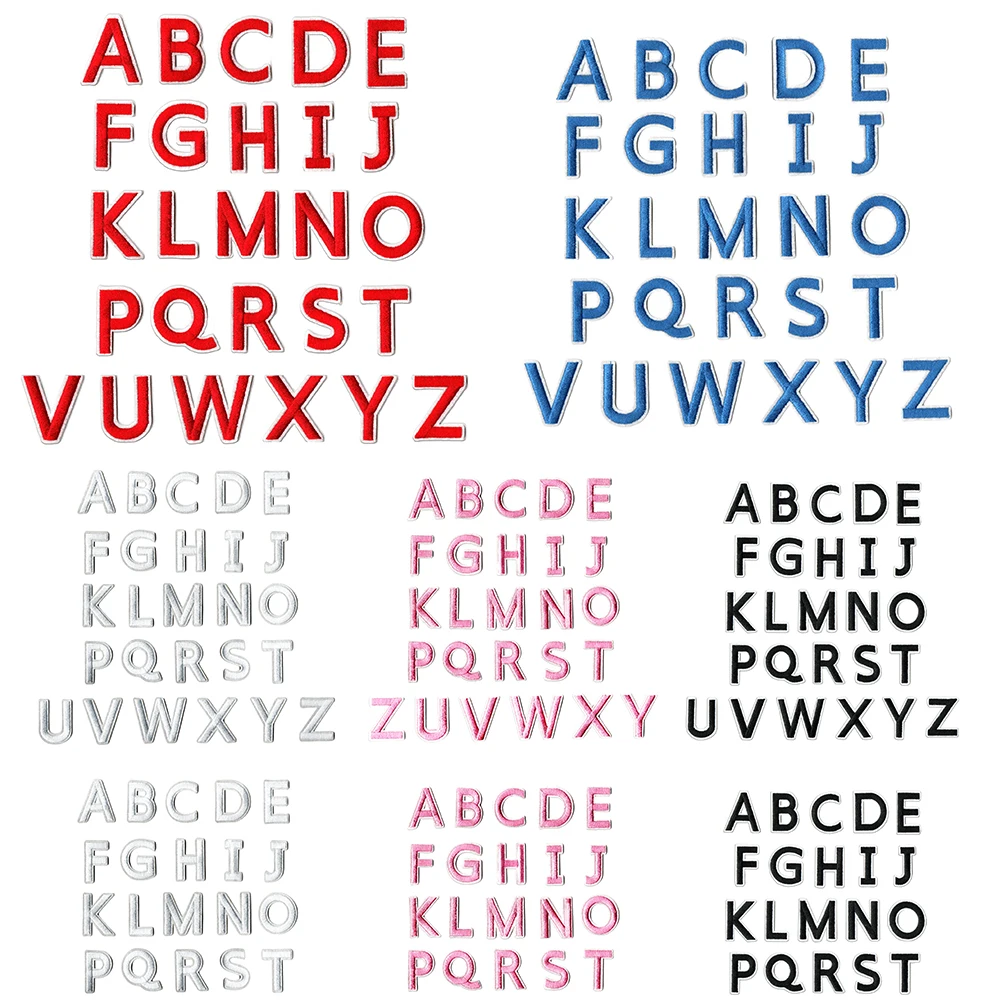 

Iron on Letter Patches 26 Pieces Alphabet Embroidered Patch A-Z for Hats Shirts Jeans Bags Hot Press Decoration Multiple Colors