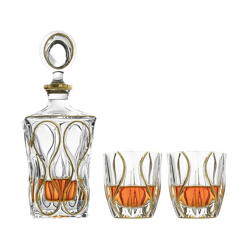 

Crystal glass, luxury ocean hand-painted gold whiskey bottle, wine set