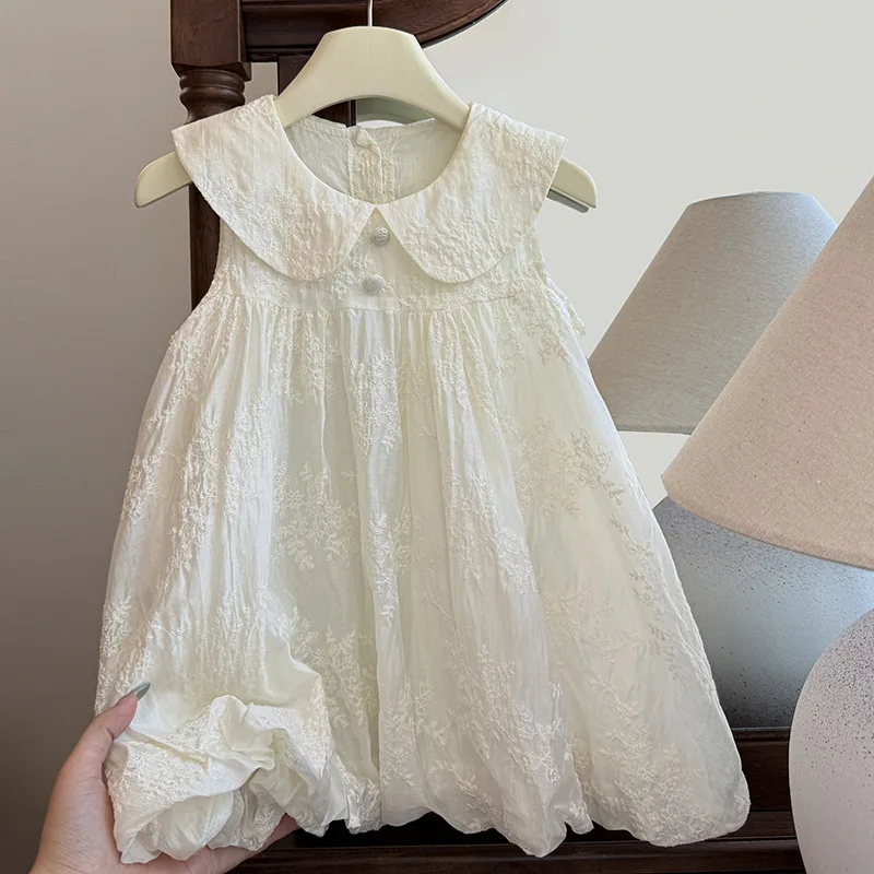 

2026 New Korean Embroidered Dress for Girls Summer Stylish and Trendy Casual Dress for Children Fashionable Children Clothing