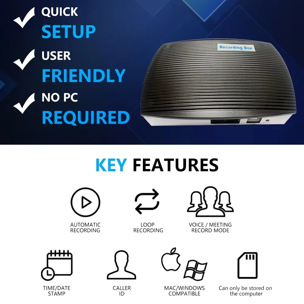 

2-Channel Voice Activated USB Telephone Recorder Enterprise Use Landline Monitor USB Telephone Monitor USB Phone Logger