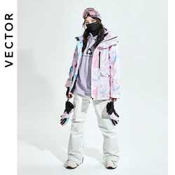 VECTOR-Chaqueta de esquí para hombre y mujer, pantalones cálidos de invierno a prueba de viento, impermeables, para deportes al aire libre, Snowboard, abrigo de esquí