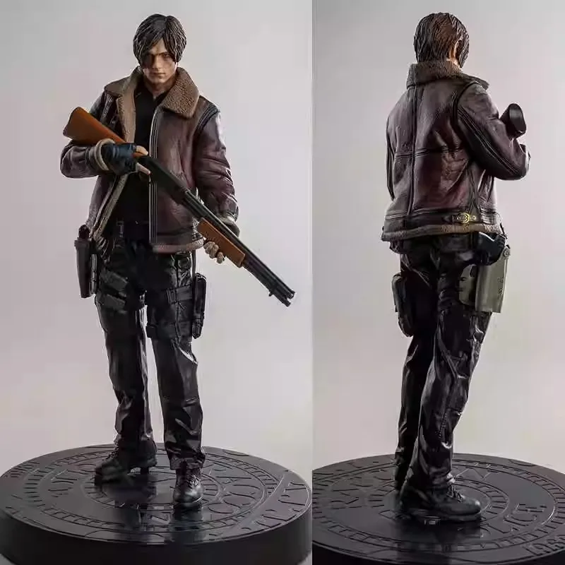 33cm Resident Evil Figure Leon Scott Kennedy Action Anime Figures Zombie Hunter Leather Mant Room Decoration Birthday Gift Toys