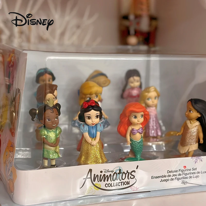 

Genuine Disney 11 Pcs Pvc Snow White Action Figures Cute Cartoon Mini Princess Mermaid Toys Models Girls Gift Set