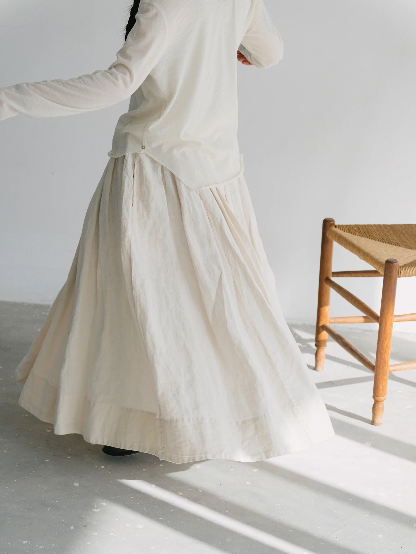 

Fern Wild Double Color Heavyweight Linen f Skirt Autumn Winter Artistic Retro Loose Fit Multi-Purpose Japanese Sle Skirt