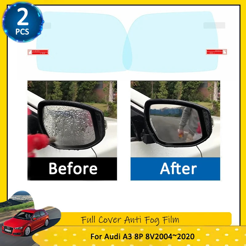 For Audi A3 8P 8V 2004~2020 Full Cover Anti Fog Film Rearview Mirror Accessories S-Line S3 Anti-fog Rainproof Films Clear Foil