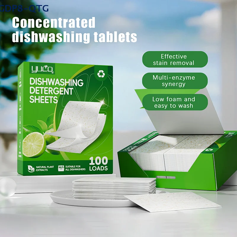 30/100pcs Dishwasher Cleaner Oil Dirt Removal Deodorizer Cleaning Tablet Machines Bowls Kitchen Tool Dishwashing Detergent Sheet