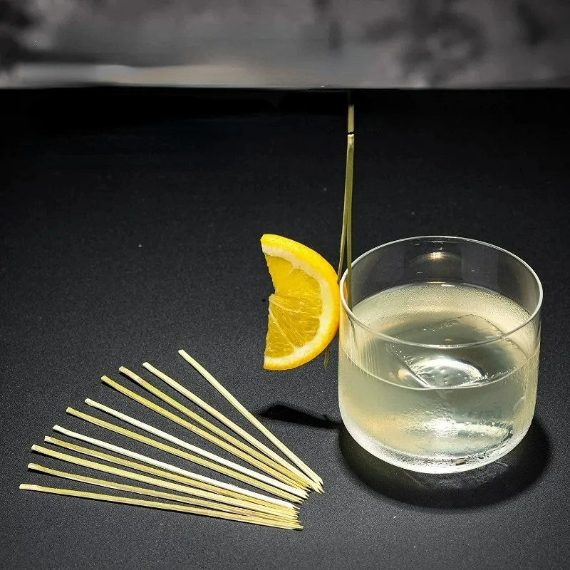 Creative Double‑Prong Cocktail Pick, Disposable Fruit Bamboo Skewer, Fork‑Shaped Dual‑Purpose Garnish Pick for Bar Drinks