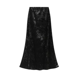 Autumn and Winter Korean High Waist A-line Skirt, Medium to Long, Slim Look, Large Swing Skirt, Diamond Velvet Half length Skirt