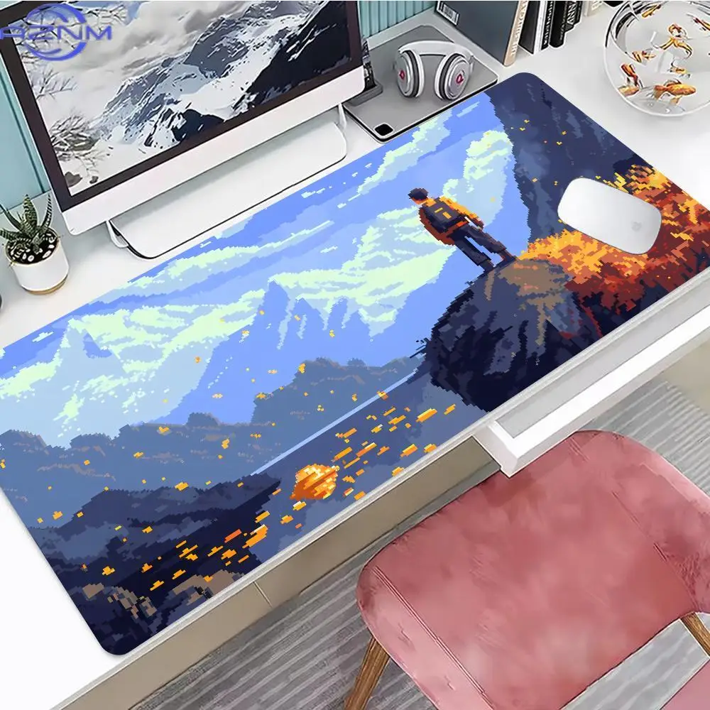 Mouse Pad Estilo Pixel com Cenário ao Ar Livre, Mousepad Fofo , Mousepad Grande para Jogos  XXL