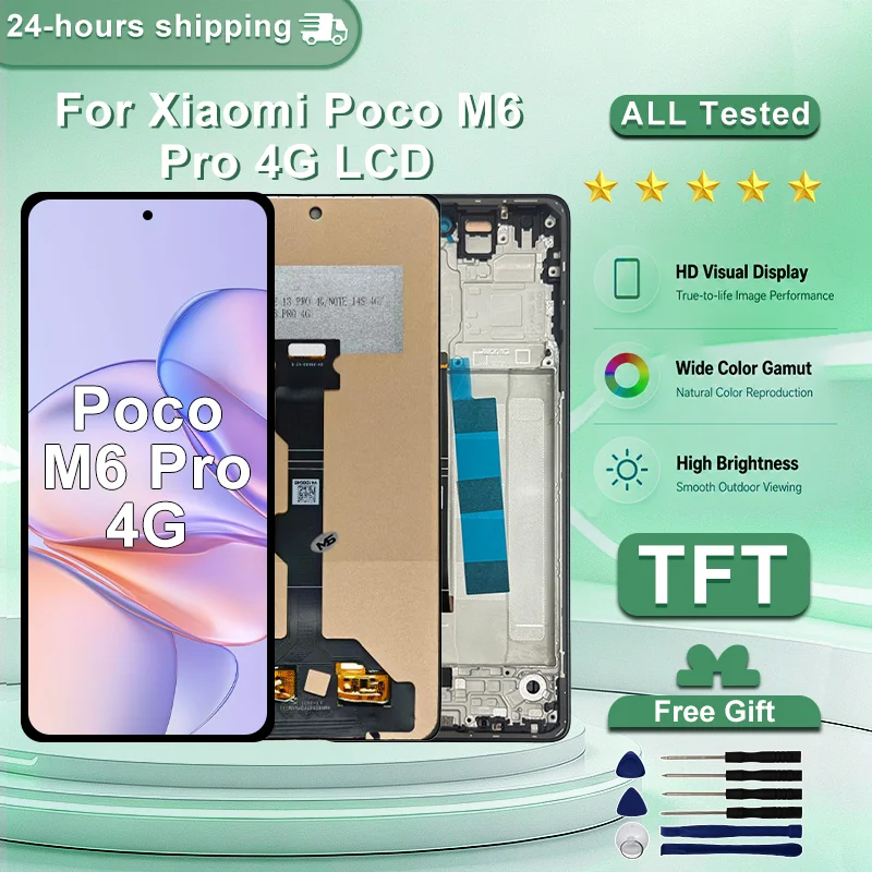 TFT For Xiaomi Poco M6 Pro 4G Display 2312FPCA6G LCD Touch Screen Digitizer Assembly For Xiaomi Poco M6 Pro 4G LCD Replacement