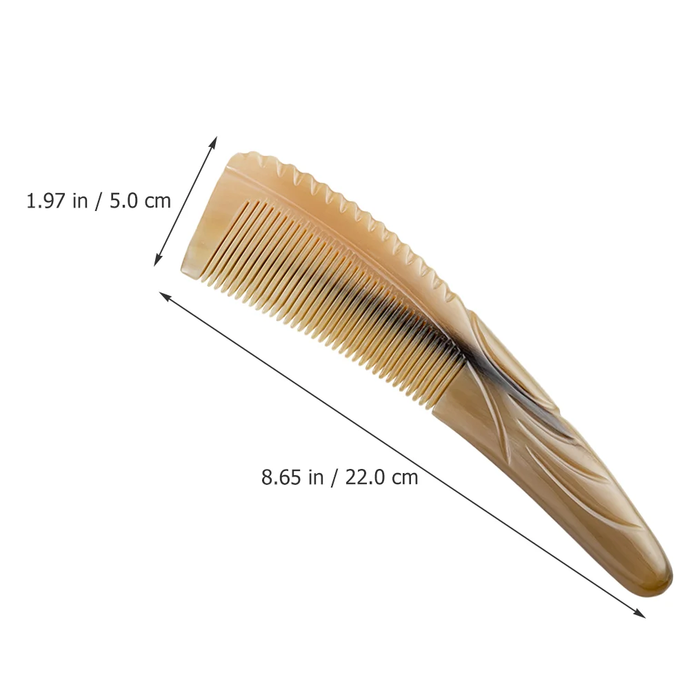 Horn Comb Thickened Downward Curved Floral Massage Gift (16cm Comb) Cattle Ox for Men Scraping Detangling Scalp Massager Hair