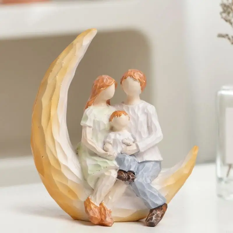 Familienfiguren, Kunstharz, Familienskulptur, Eltern, Sohn, Tochter, Statue, Heimdekoration, Geburtstag, Erntedankfest, B03E – Detail 5