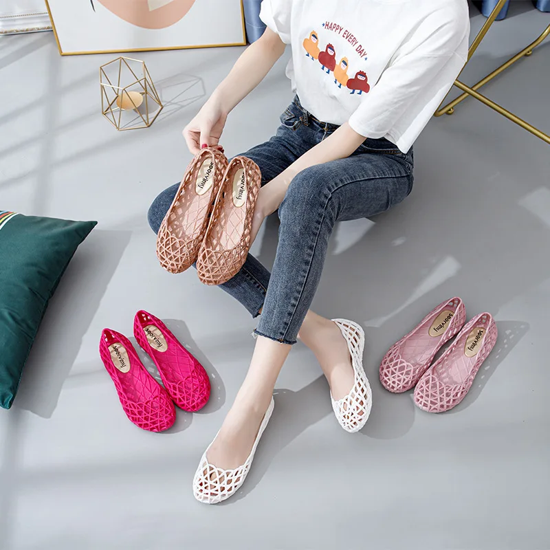 Women's Mesh Woven Ballet Flat Sandals 2026 Summer Brand Design Hollow Daily Casual Sandals Comfy Fishnet Beach Shoes