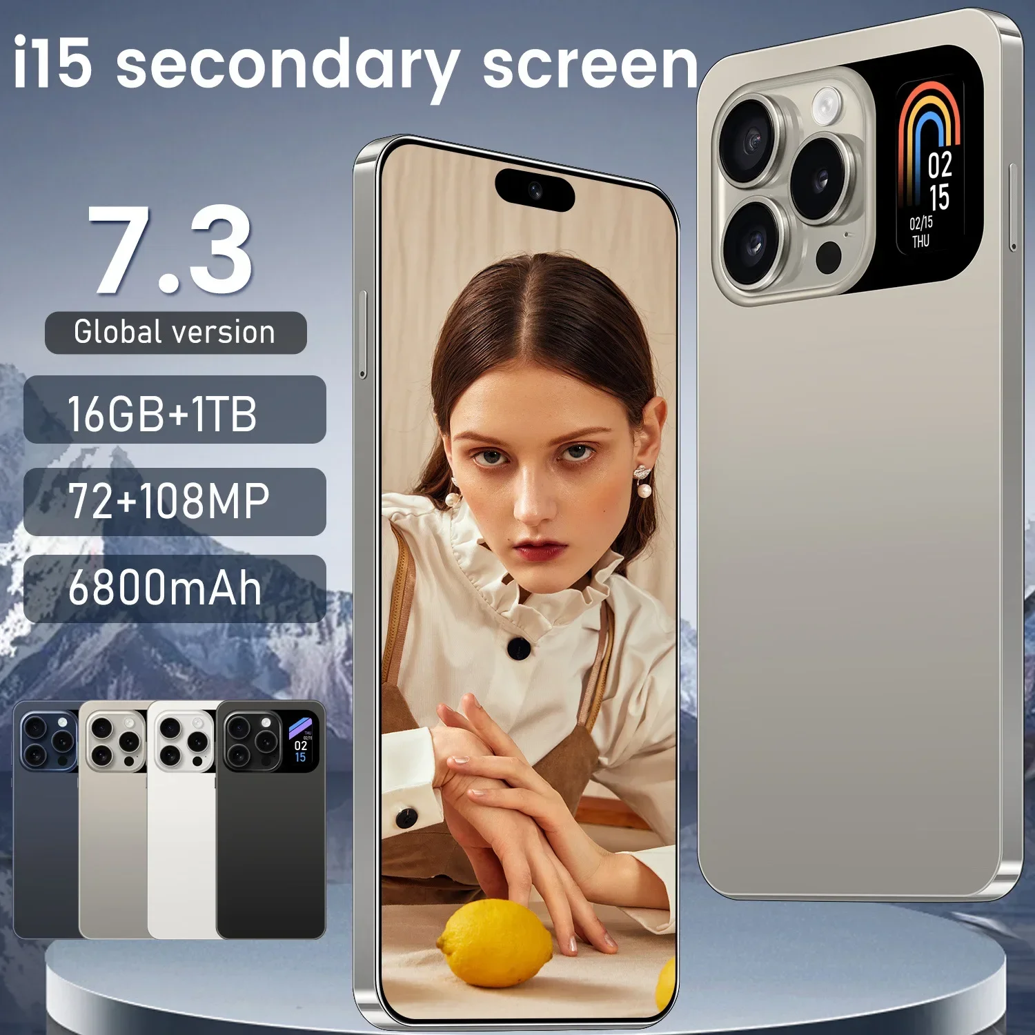 New I15 Ultra Secondary Screen 7.3-inch All-in-one Smartphone Cheap Mobile Phones Phone Mobile S22Ultra Versao Global 3G Network