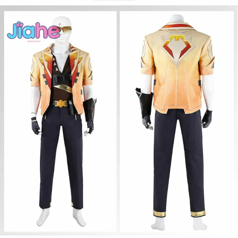 Tejo VALORANT Cosplay Costume Coat pants wrist protection gloves, belt glasses set Halloween party new Tejo Woman Man uniform