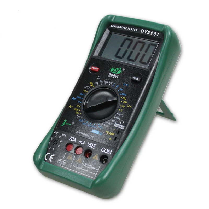 DUOYI DY2201 DY2201B Digital Automotive Tester Multimeter 500-10000 RPM  Angle Temperature Meter Multimeter Overload Protection