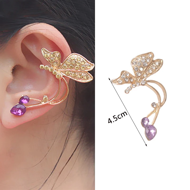 New Crystal Clip Earrings for Women Imitation Pearl Butterfly Ear Clips Cat Shape Girls Earrings need pierced Wholesale Earrings