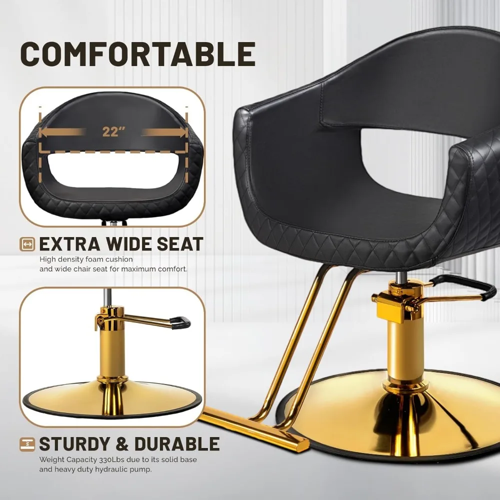 Poltrone da barbiere, poltrona per styling, poltrona da salone per parrucchiere, pompa idraulica resistente, 360 ° Girevole con poggiapiedi, sedia per lo styling