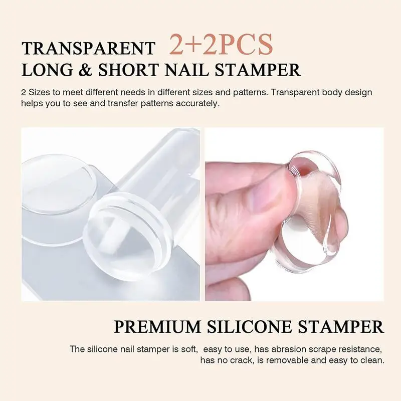 Nail Stamper Kit French Nail Stamping Plates With Scrapers Easy To Tools Compatible For All Nail Sizes With 4 Pcs