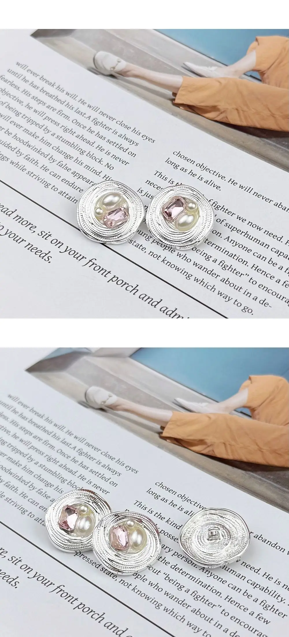 10 Stück Metallknöpfe zum Nähen von Mänteln, DIY-Handwerk, Kleidungszubehör, Inlay-Strass und Perlen, dekorative unregelmäßige runde Knöpfe – Detail 4