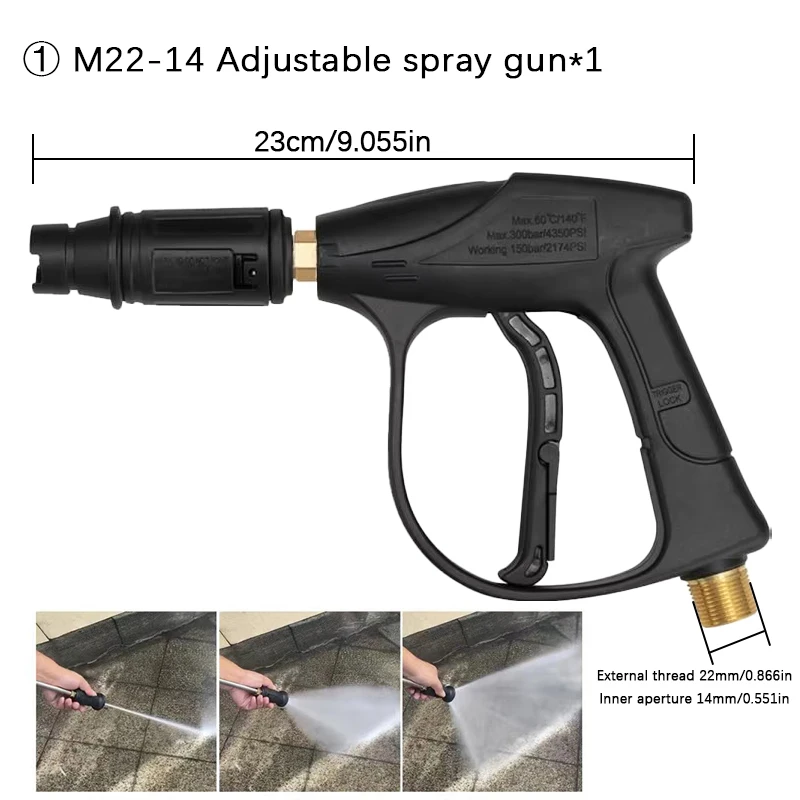Auto Waschmaschine Hochdruck Zubehör Multifunktions Professionelle Einstellbare 4000psi 1/4 Schnell Anschluss Auto Waschen Trigger Gun – Detail 5