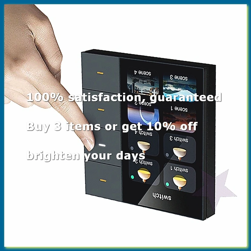 3.5 Inch Smart Wall Switch Touch Screen 4 Groups Switch 8-Way Scene Radar Sensor Dimming Switch Curtain Tuya Zigbee A