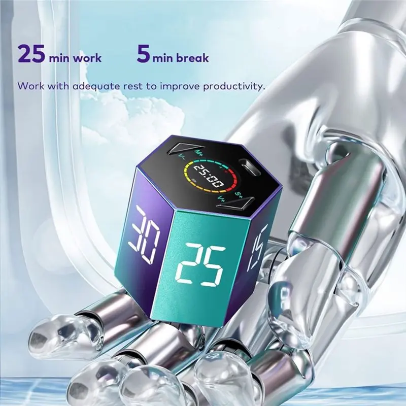 ABUG-Kitchen Pomodoro Timer, Custom Timer& Stopwatch- Pomodoro Timer Cube For Focus, Study, Work, Task, ADHD