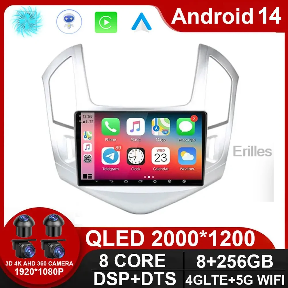 

Android 14 Auto For Chevrolet Cruze J300 J308 2012 - 2015 Car Radio Multimedia Video Player Navigation GPS NO 2DIN