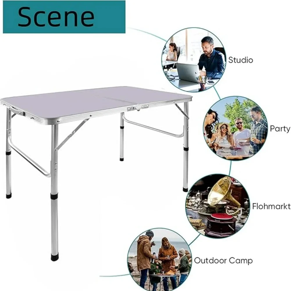 Tavolo da Campeggio Pieghevole 90x60cm, Regolabile a 2 Altezze 37/67cm, Tavolo da Picnic Portatile per Esterni/Giardino/Interni – Alluminio Leggero, Capacità 50kg