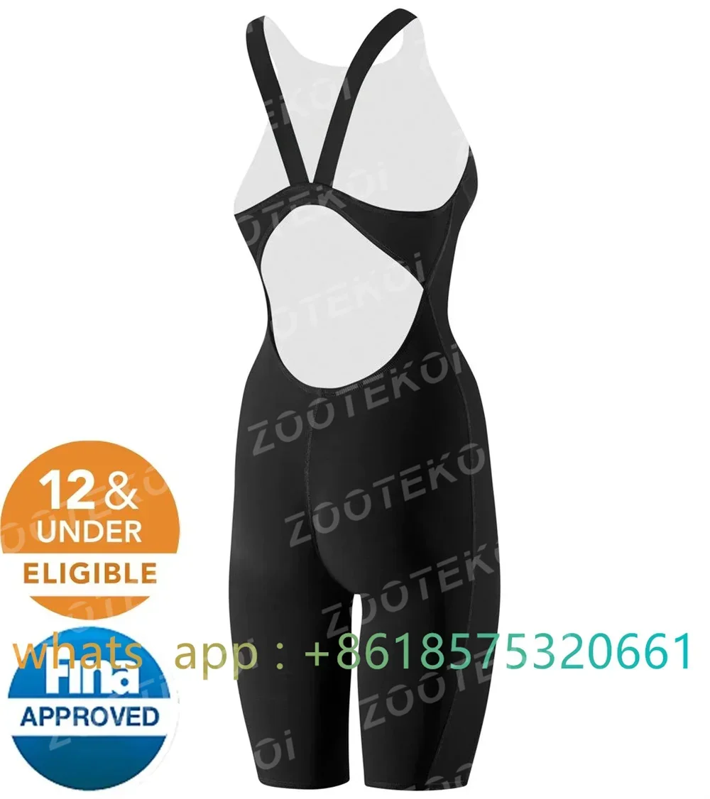 Swimwear Girls Race Swimsuits Knee Length One Piece Training Sports Swimming Competition Bodysuits Comfort Bathing Suits