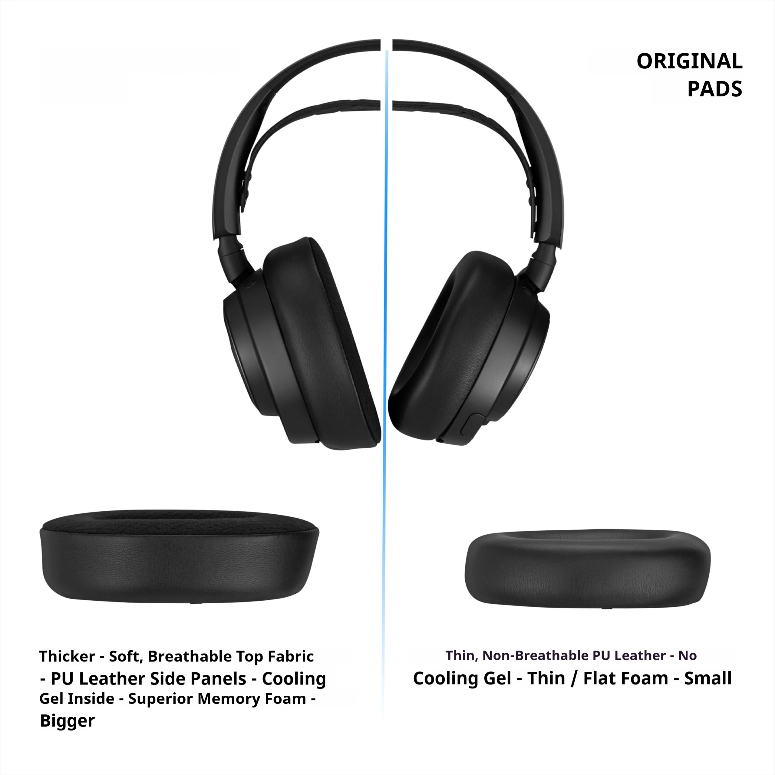 Hybrid Fabric Cooling Gel Ear Pads for Arctis Nova Pro Wireless - with Memory Foam, Cooling Gel & Breathable Mesh & Leather view 5